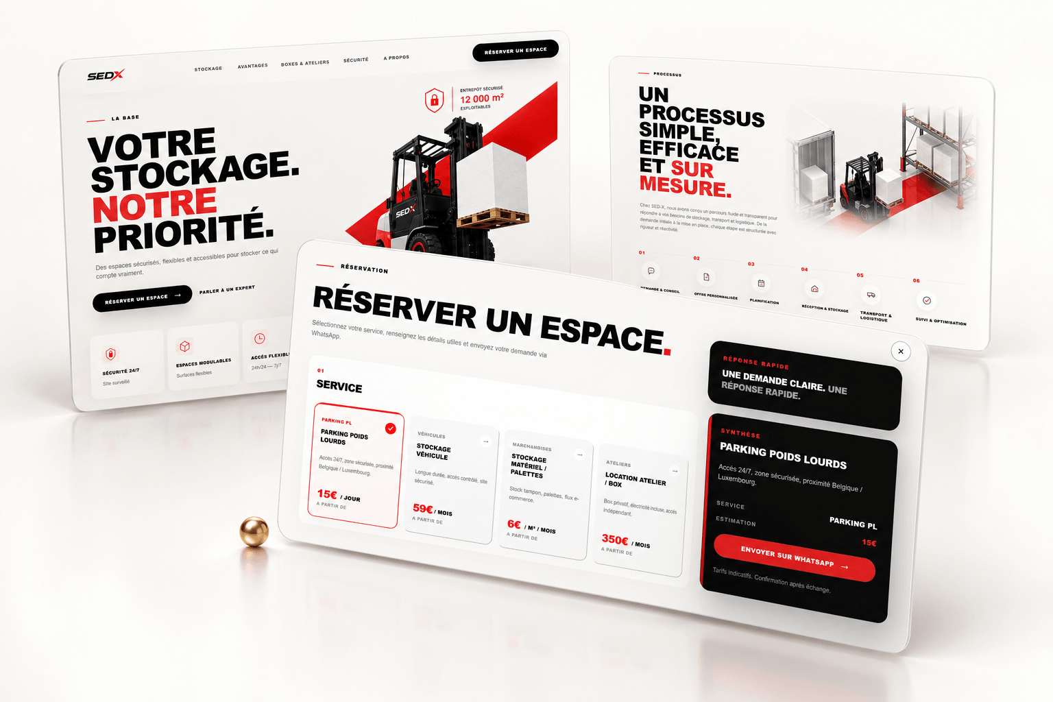SED-X: storage and logistics commercial platform with booking flow